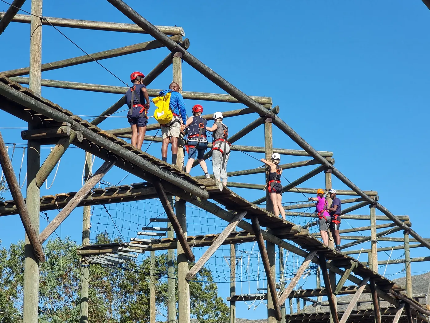 Students on high ropes course at High Africa