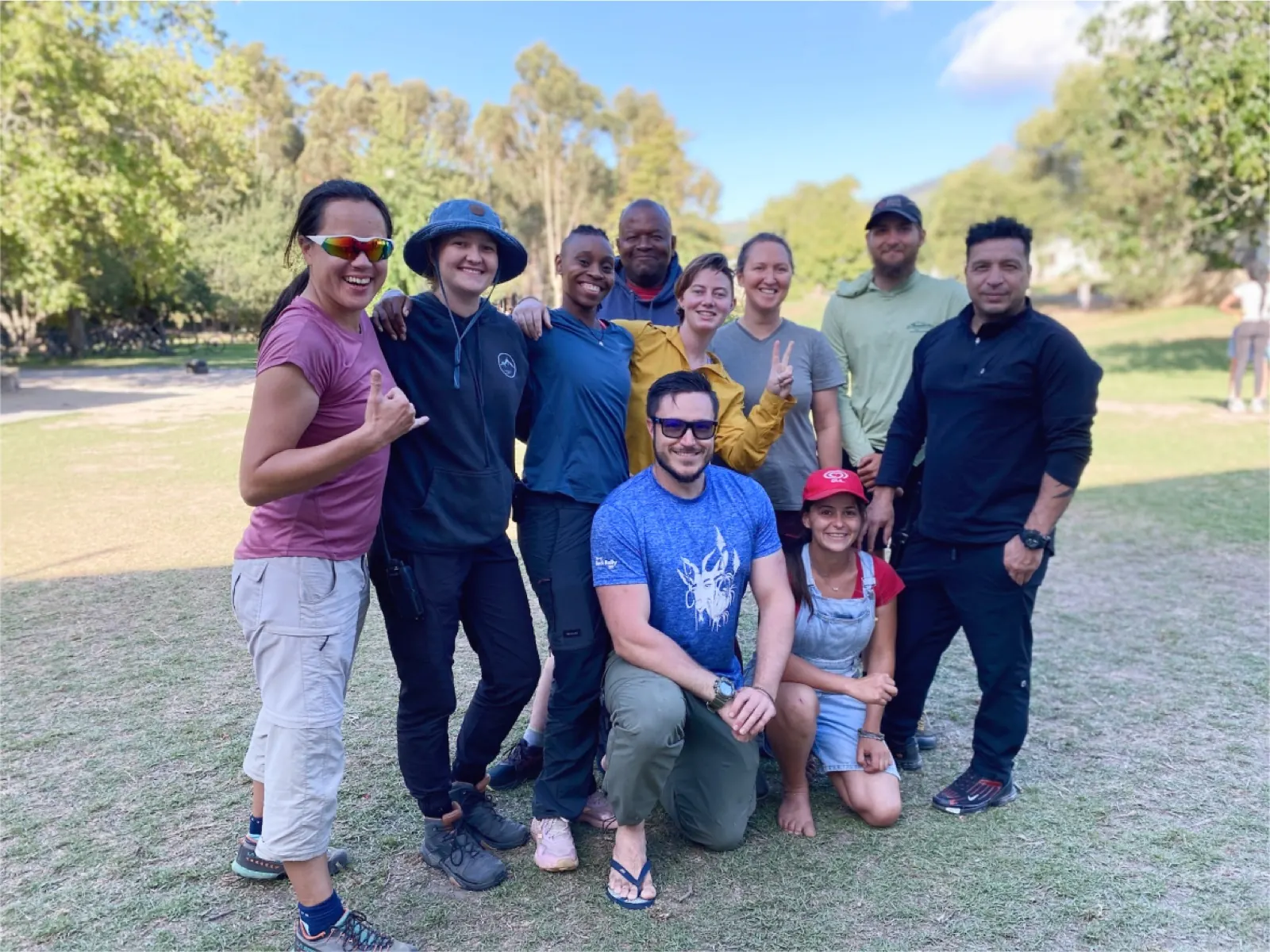 A diverse community of outdoor practitioners gathered after training